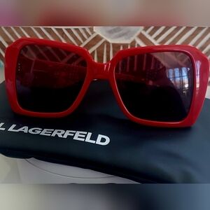 Karl Lagerfeld Bold Red Sunglasses NWT CASE